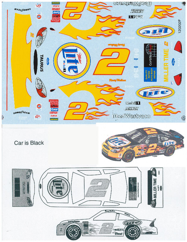 RUSTY_FLAMES #2 Rusty Wallace Miller Lite Ford Taurus